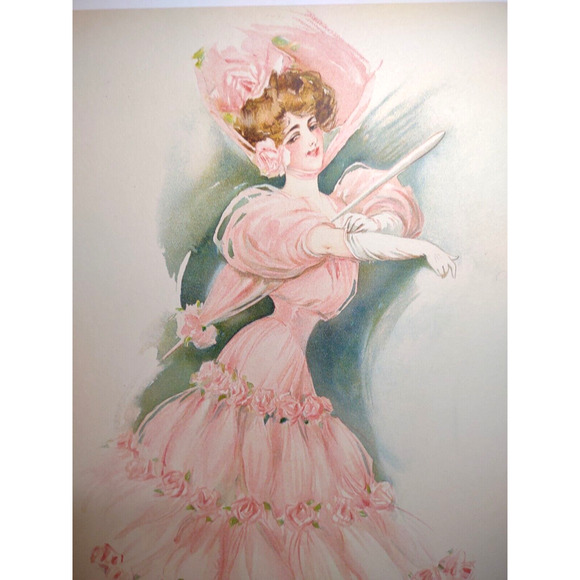 Victorian Art Print New York Show Girl Maud Stumm Litho 1907 Original Broadway - Picture 1 of 3